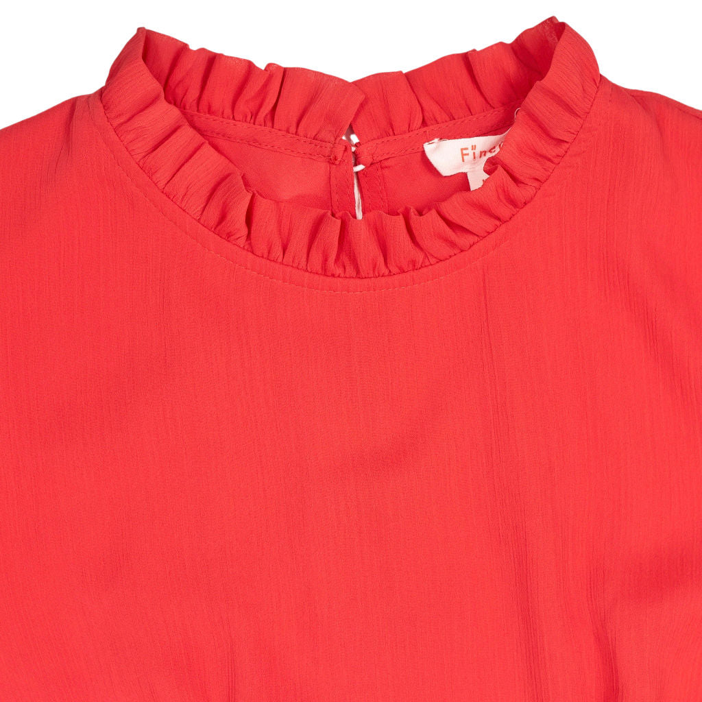 Finery Red Ruffle Midi Dress