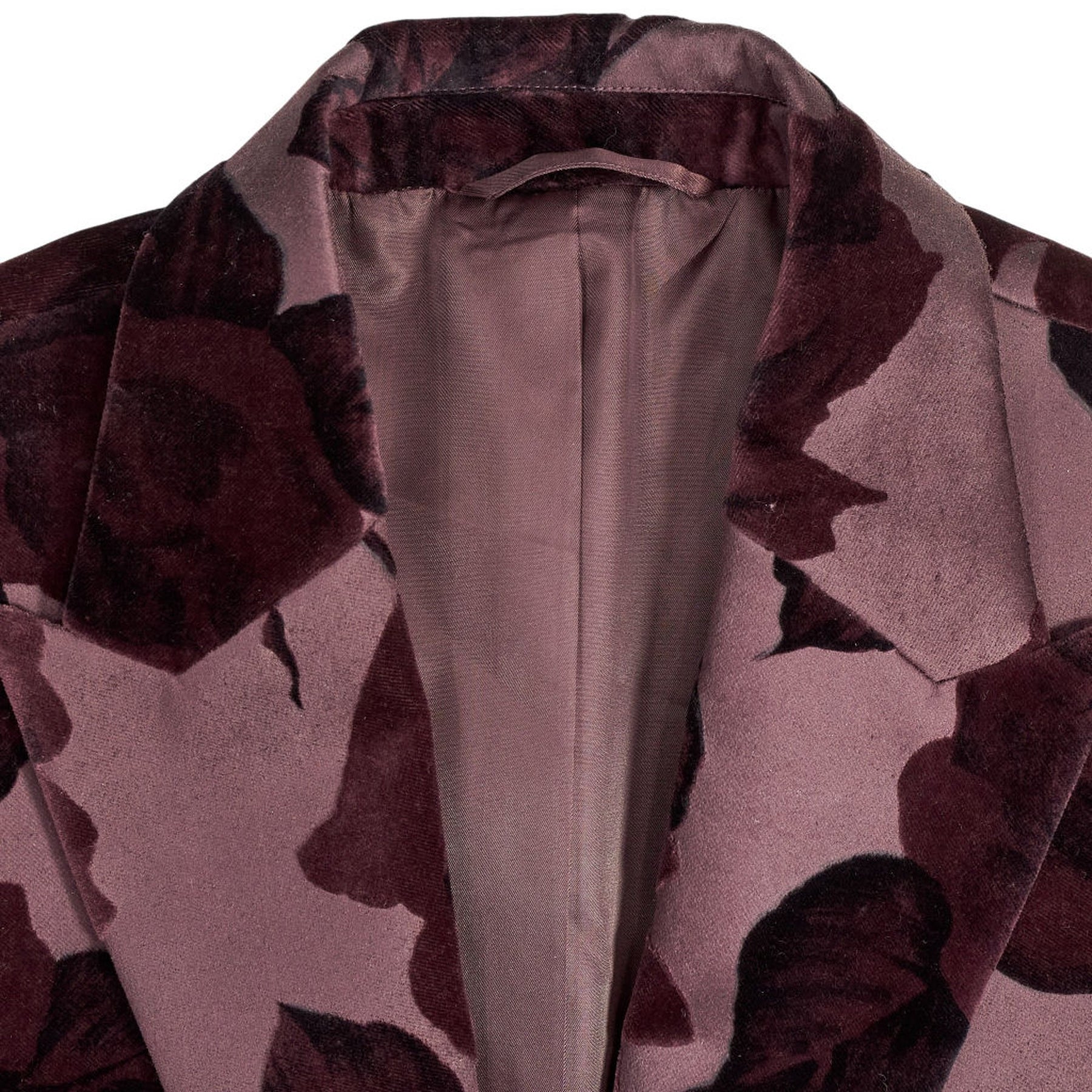 Moss Plum Floral Flocked Velvet Jacket Slim Fit