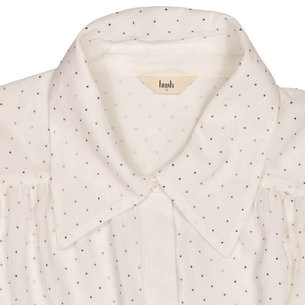 Hush White Pointy Collar Hot Studs Shirt