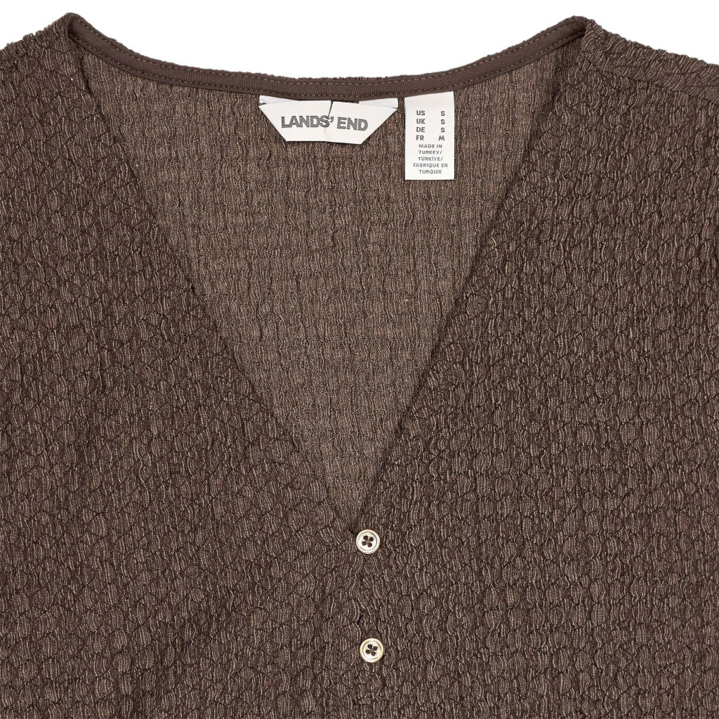 Lands' End Brown Textured Cardigan
