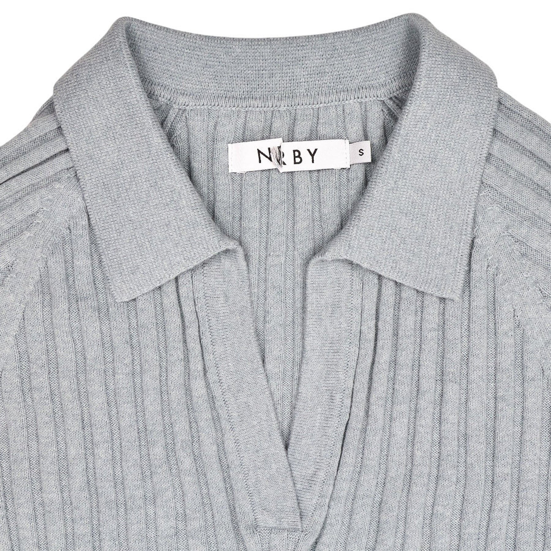 NRBY Blue Ribbed Knit Polo Top