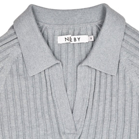 NRBY Blue Ribbed Knit Polo Top