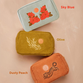 Corduroy Makeup Bag in Sky Blue