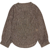 WYSE Metallic Brown Long Sleeve Blouse