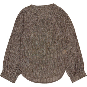 WYSE Metallic Brown Long Sleeve Blouse