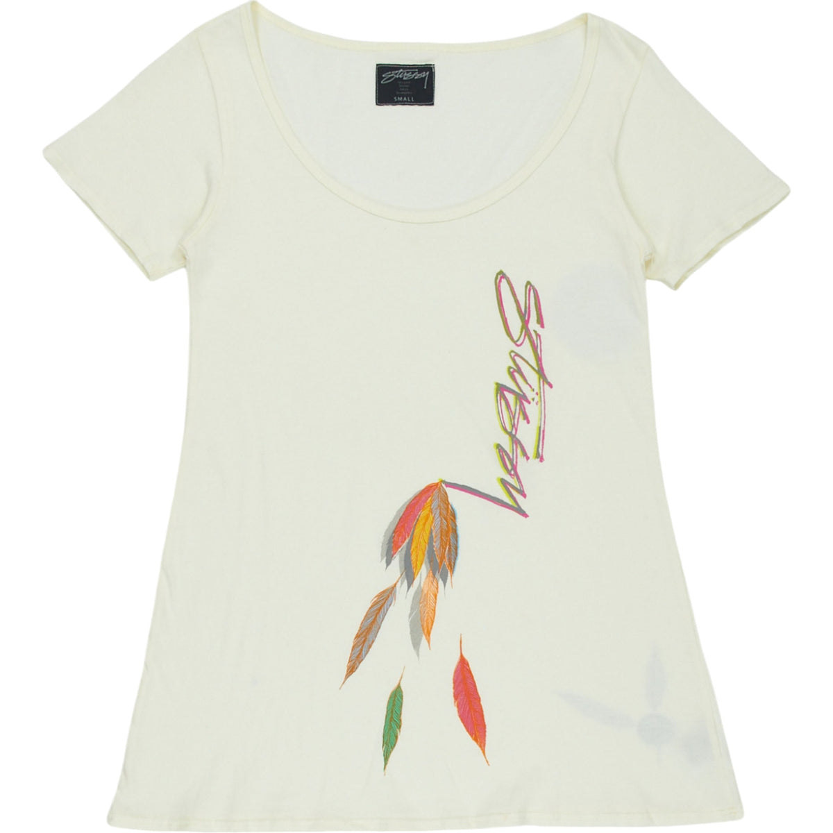 Stussy Cream Feather Graphic T-Shirt