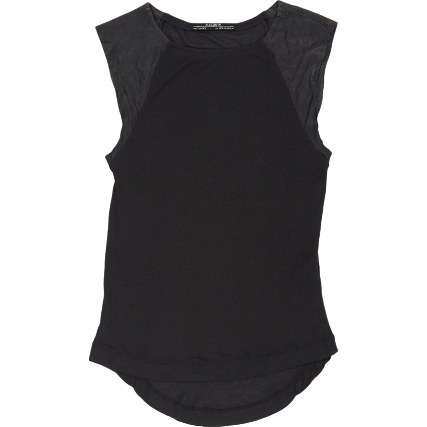 AllSaints Black Leather Trim Tank Top