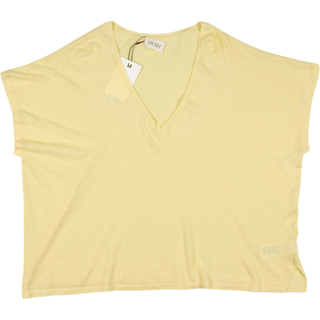 Hush Pale Yellow Emmerline Linen Blend Knitted Top
