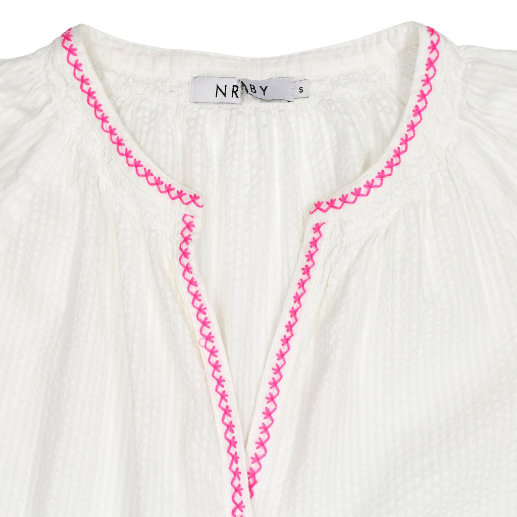 NRBY White Embroidered Boho Blouse