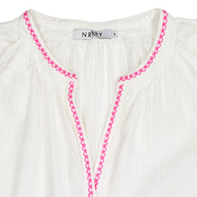 NRBY White Embroidered Boho Blouse