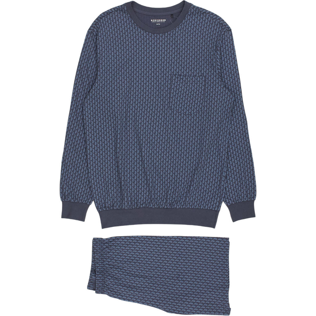 Schiesser Blue Patterned Pajama Set
