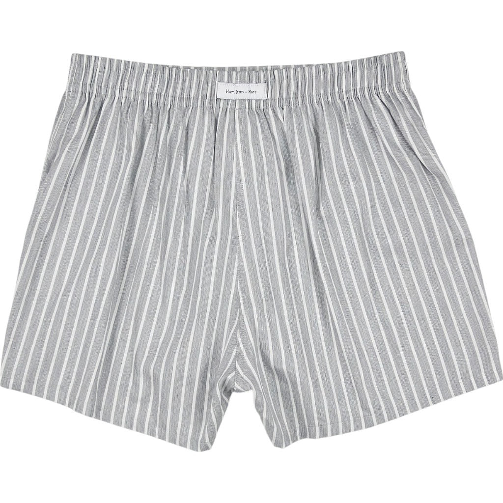 Hamilton + Hare Grey Striped Boxers