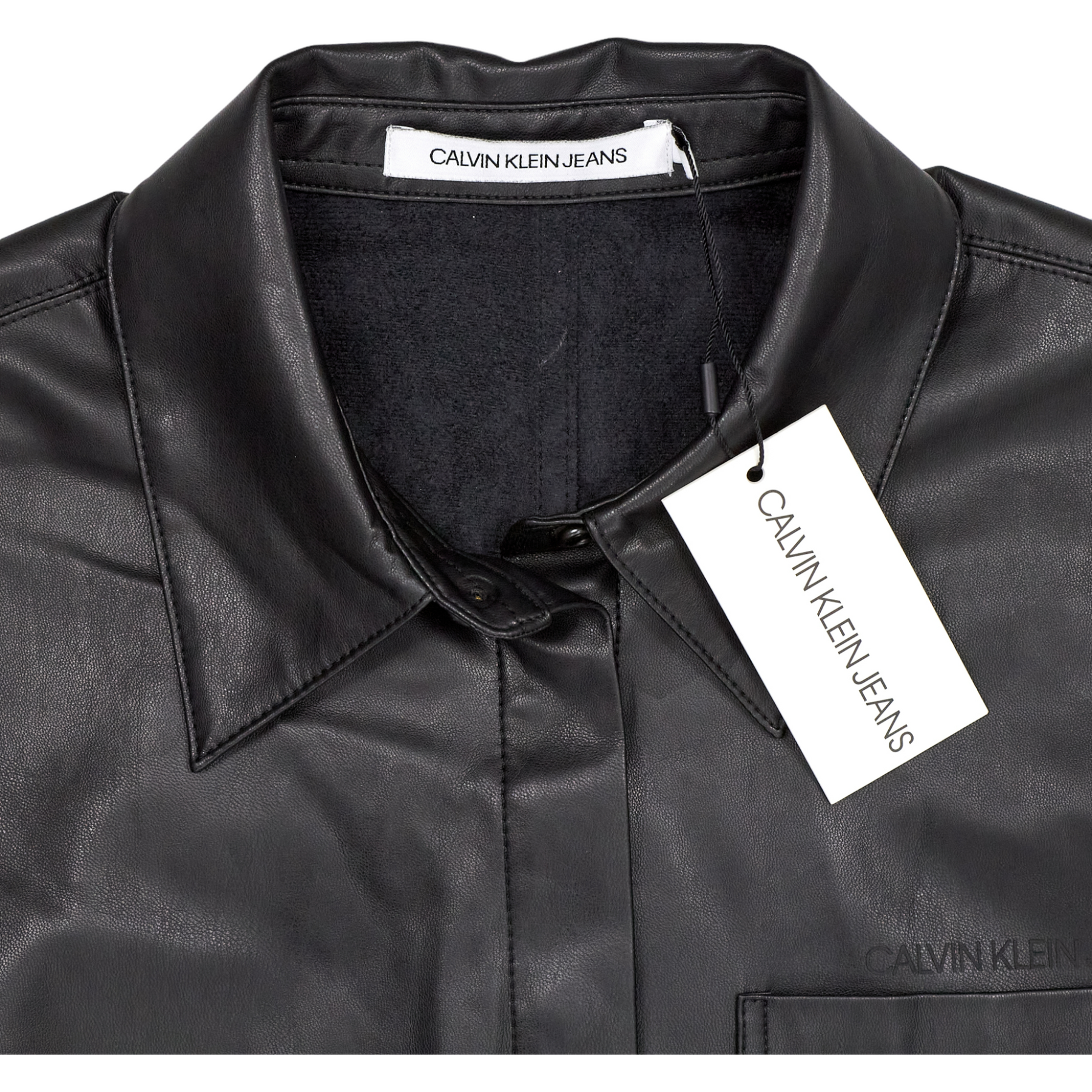 Calvin Klein Black Leather Look Shacket