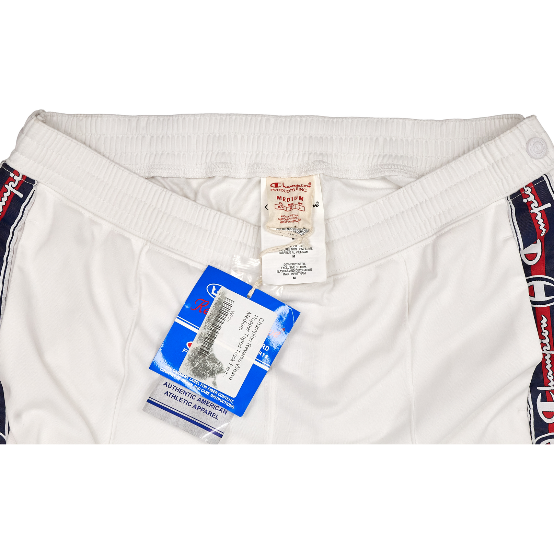 Champion White Reverse Weave Popper Taped Track Pant