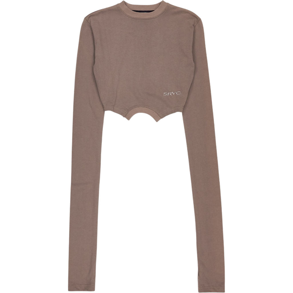 SRVC Brown Long Sleeve Cropped Top