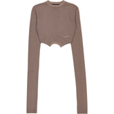 SRVC Brown Long Sleeve Cropped Top