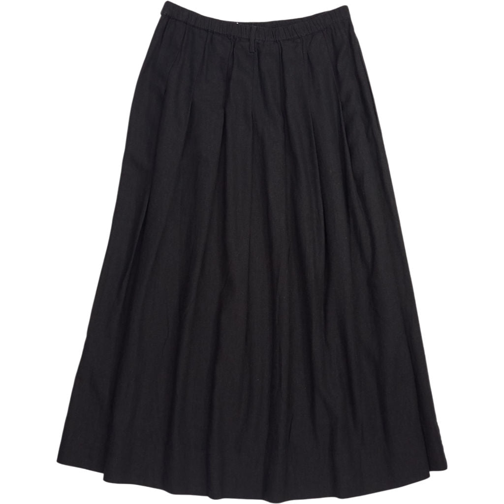 Hush Black Ivy Pleated Linen Midi Skirt