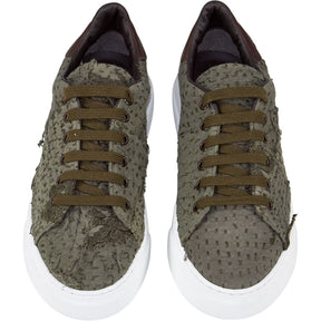 By Walid Olive Green Lace Up Trainers