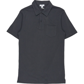 Sunspel Charcoal SS Polo Shirt
