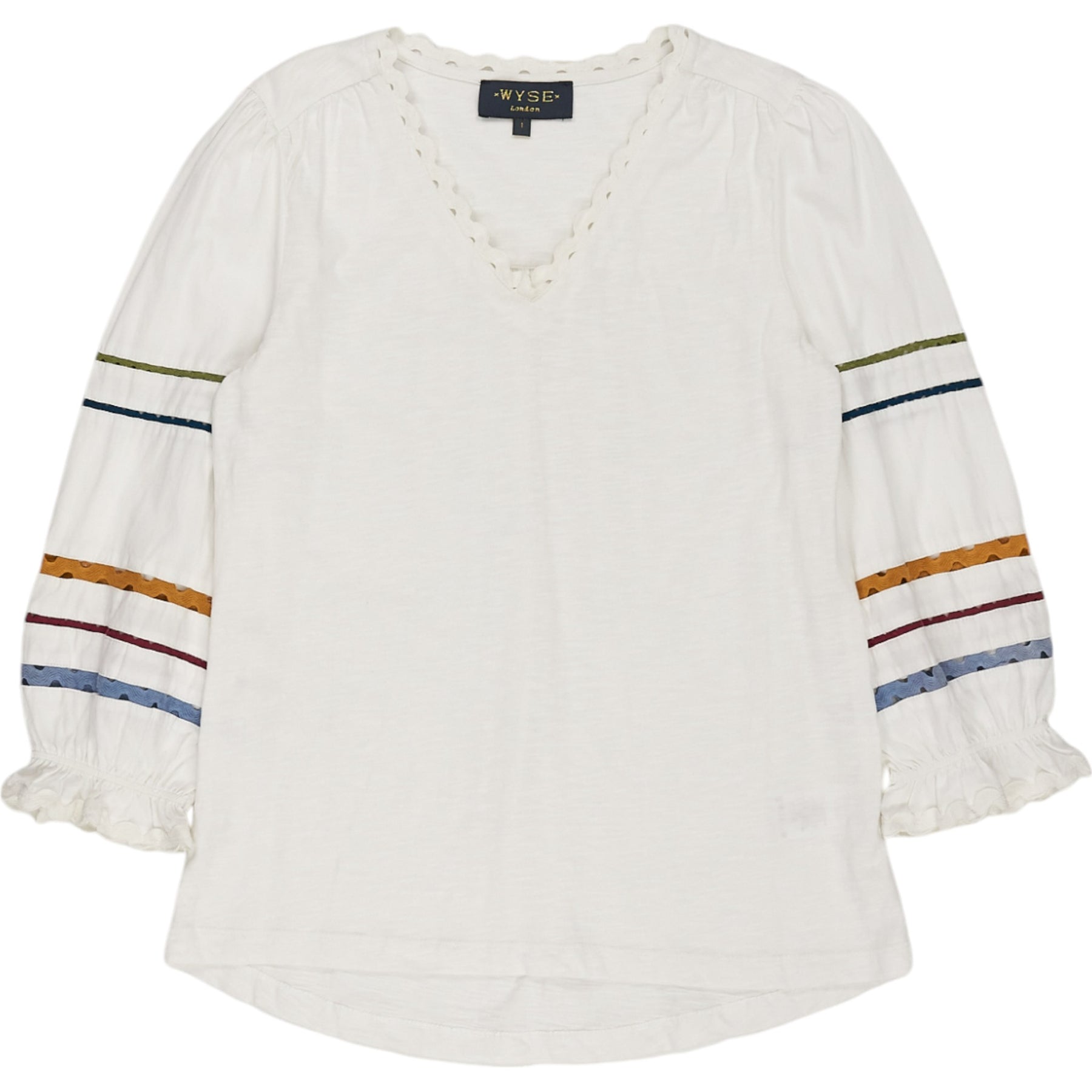 Wyse White Slub Rik Rak Blouse