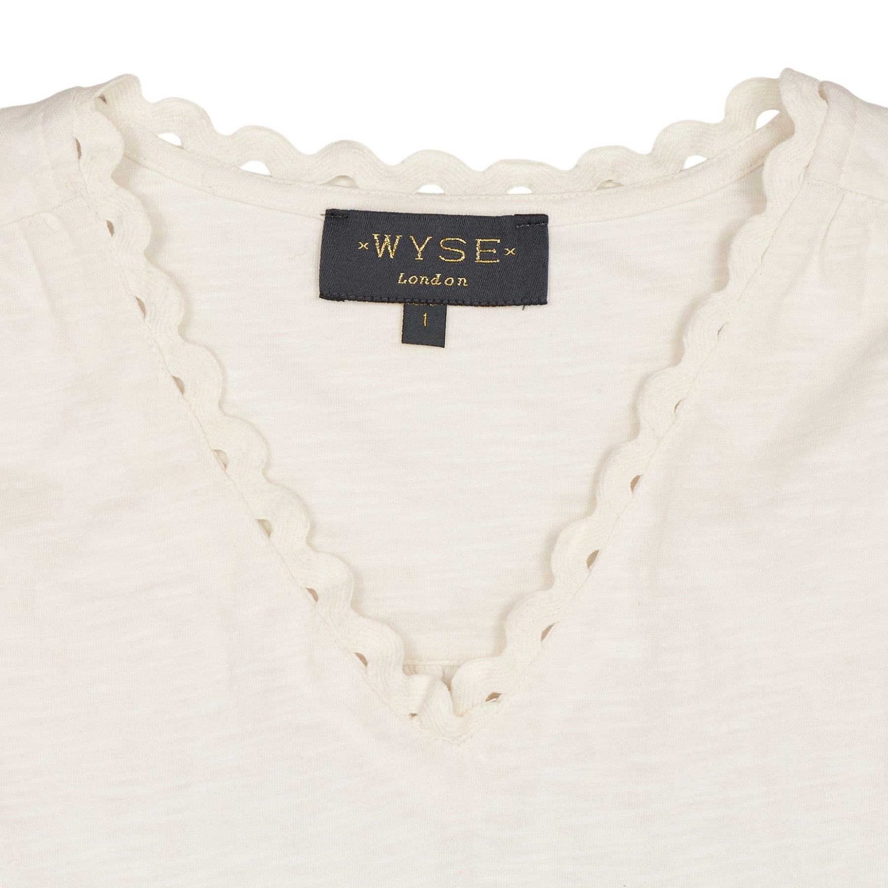 Wyse White Slub Rik Rak Blouse