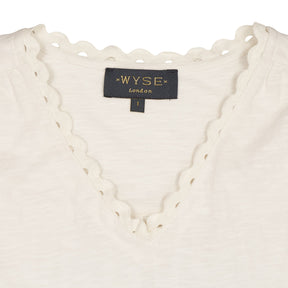 Wyse White Slub Rik Rak Blouse