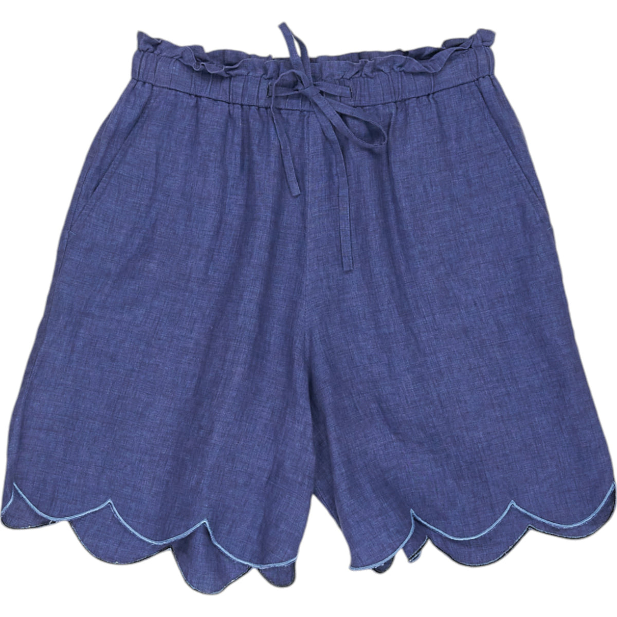 Wyse Blue Scallop Edged Shorts