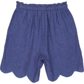 Wyse Blue Scallop Edged Shorts