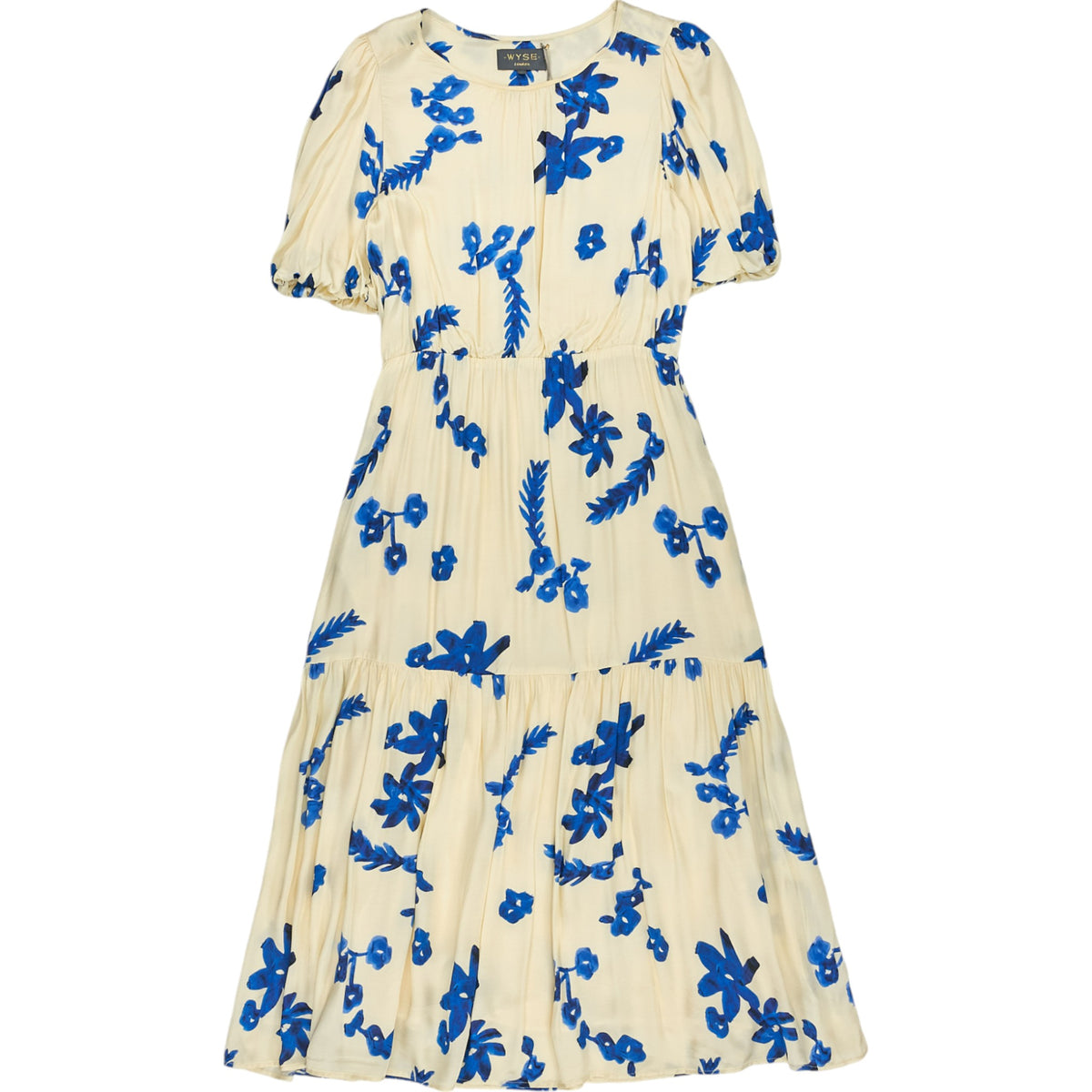 Wyse Ecru/Blue Scattered Floral Dress