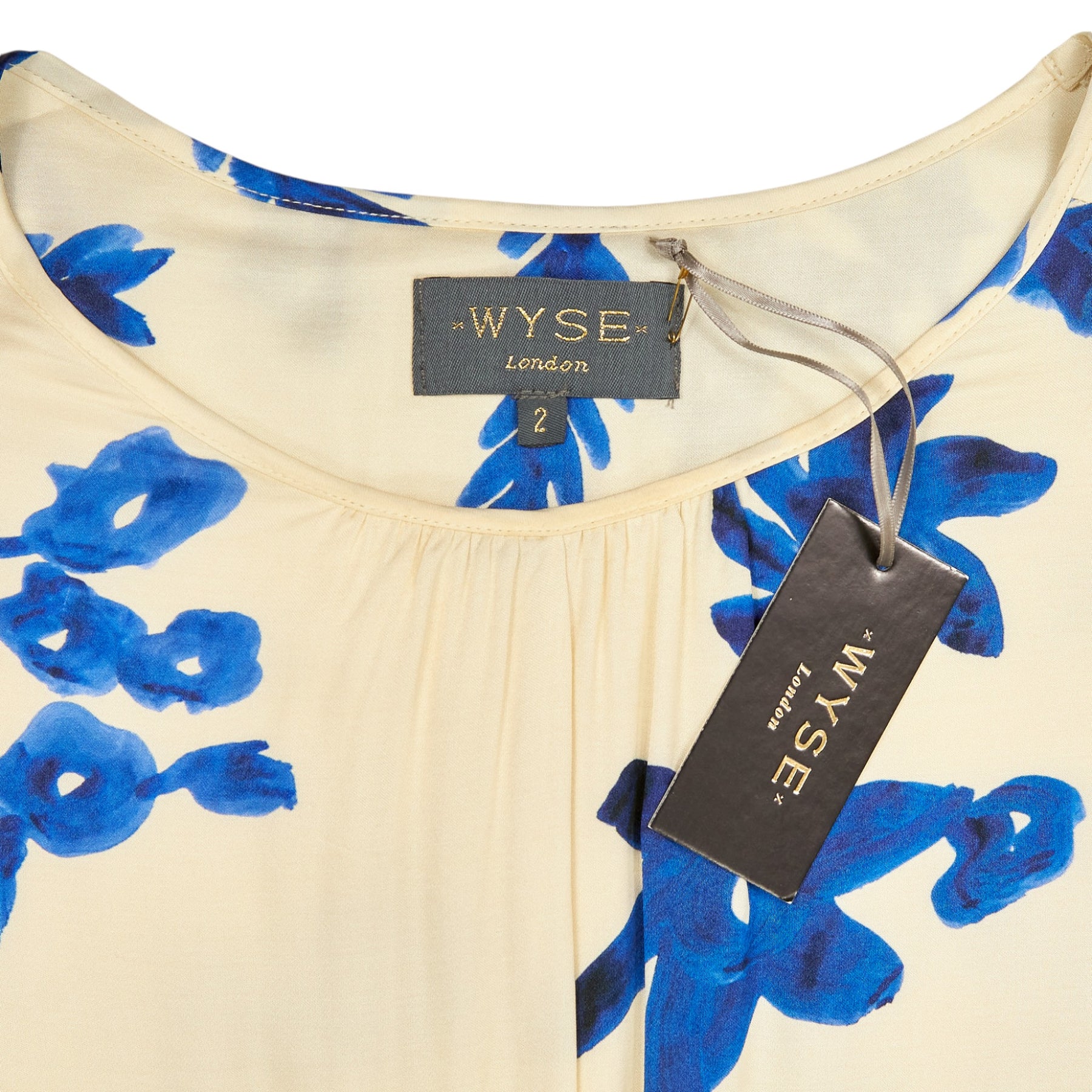 Wyse Ecru/Blue Scattered Floral Dress