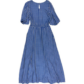 Wyse Blue/Cream Gingham Satin Dress