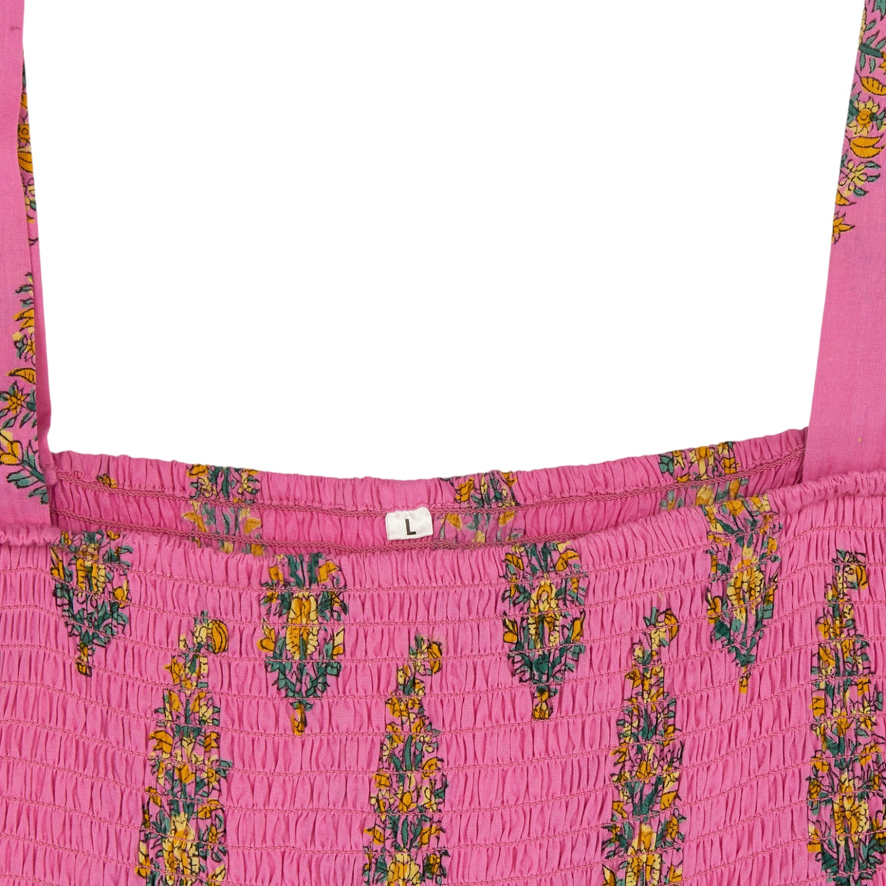 Wyse Pink Paisley Shirred Dress