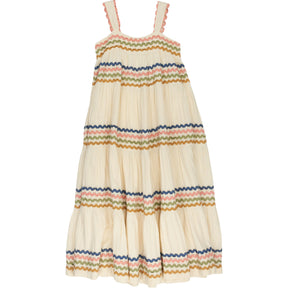 Wyse Cream/Multi Ric Rac Dress