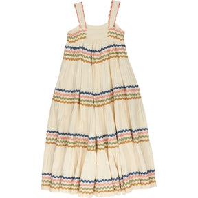 Wyse Cream/Multi Ric Rac Dress