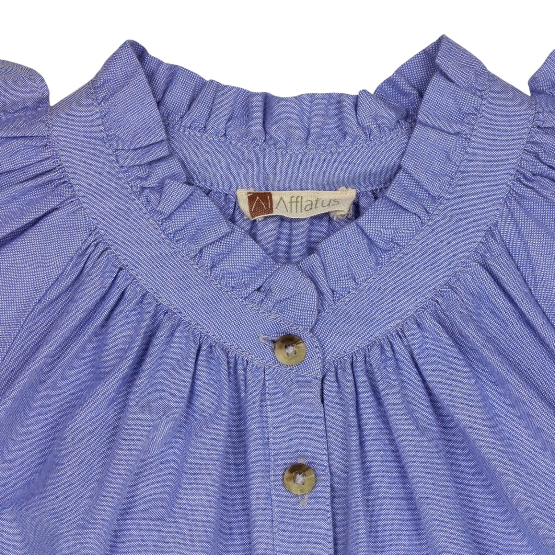 Wyse Blue Chambray Frilled Shirt