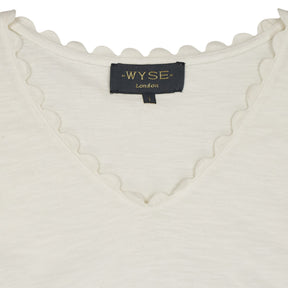 Wyse White Slub Ric Rac Top