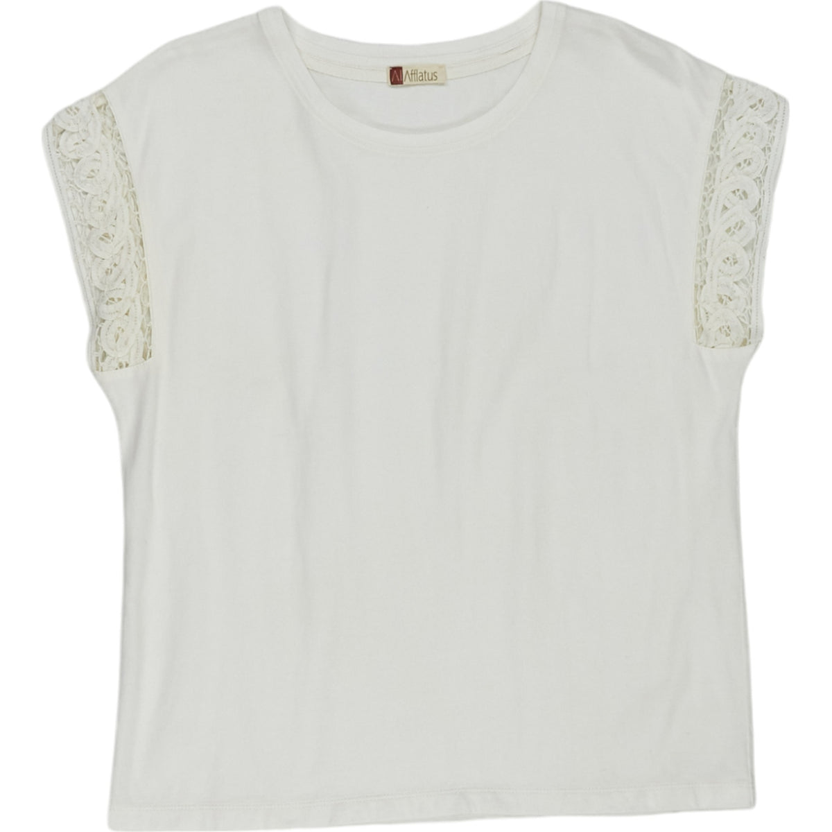 Wyse Ivory Lace Cap Sleeve Tee