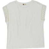 Wyse Ivory Lace Cap Sleeve Tee