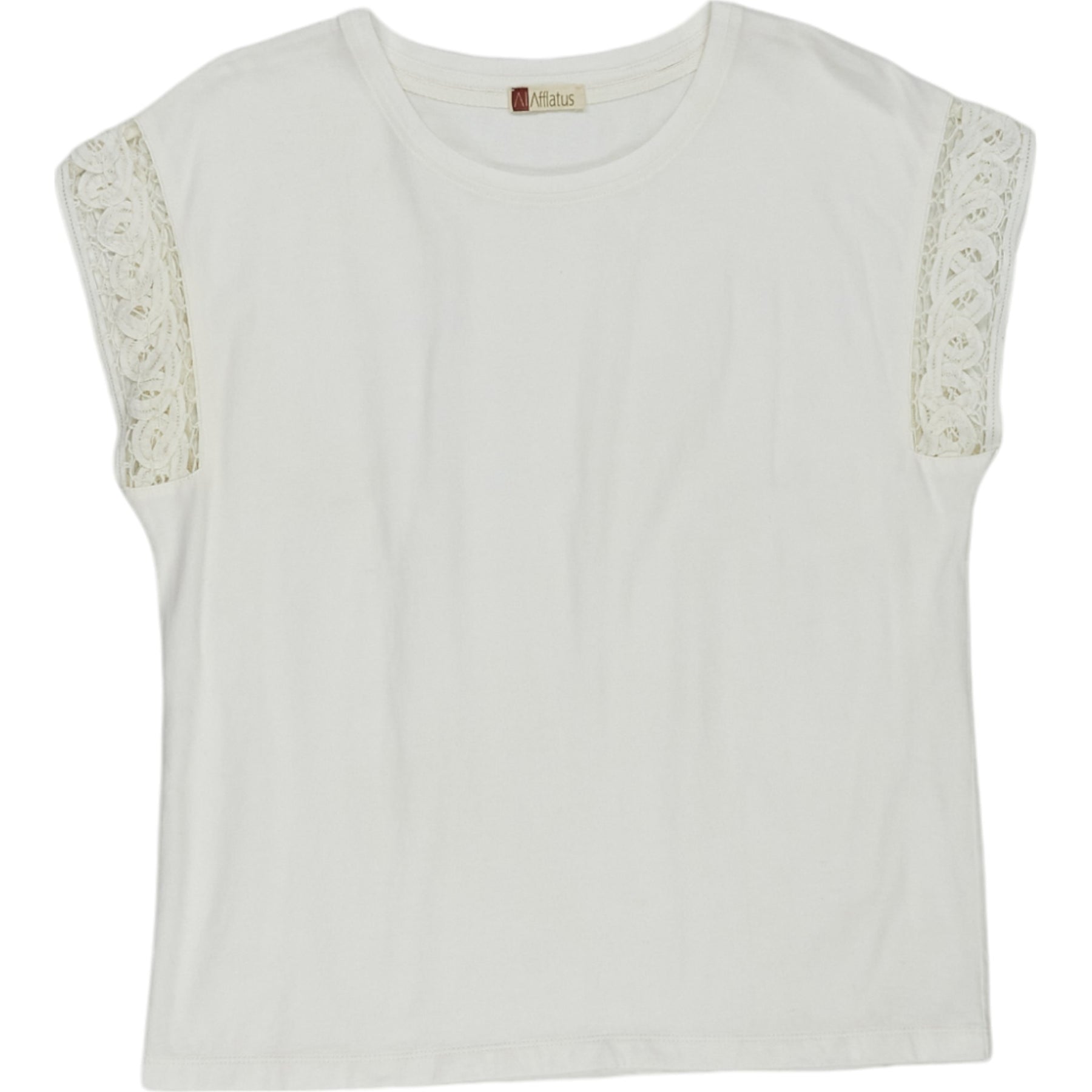 Wyse Ivory Lace Cap Sleeve Tee