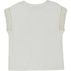 Wyse Ivory Lace Cap Sleeve Tee