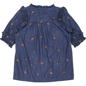 Wyse Blue Embroidered Chambray Top