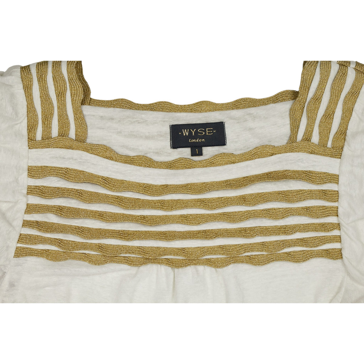 Wyse White/Gold Ric Rac Top