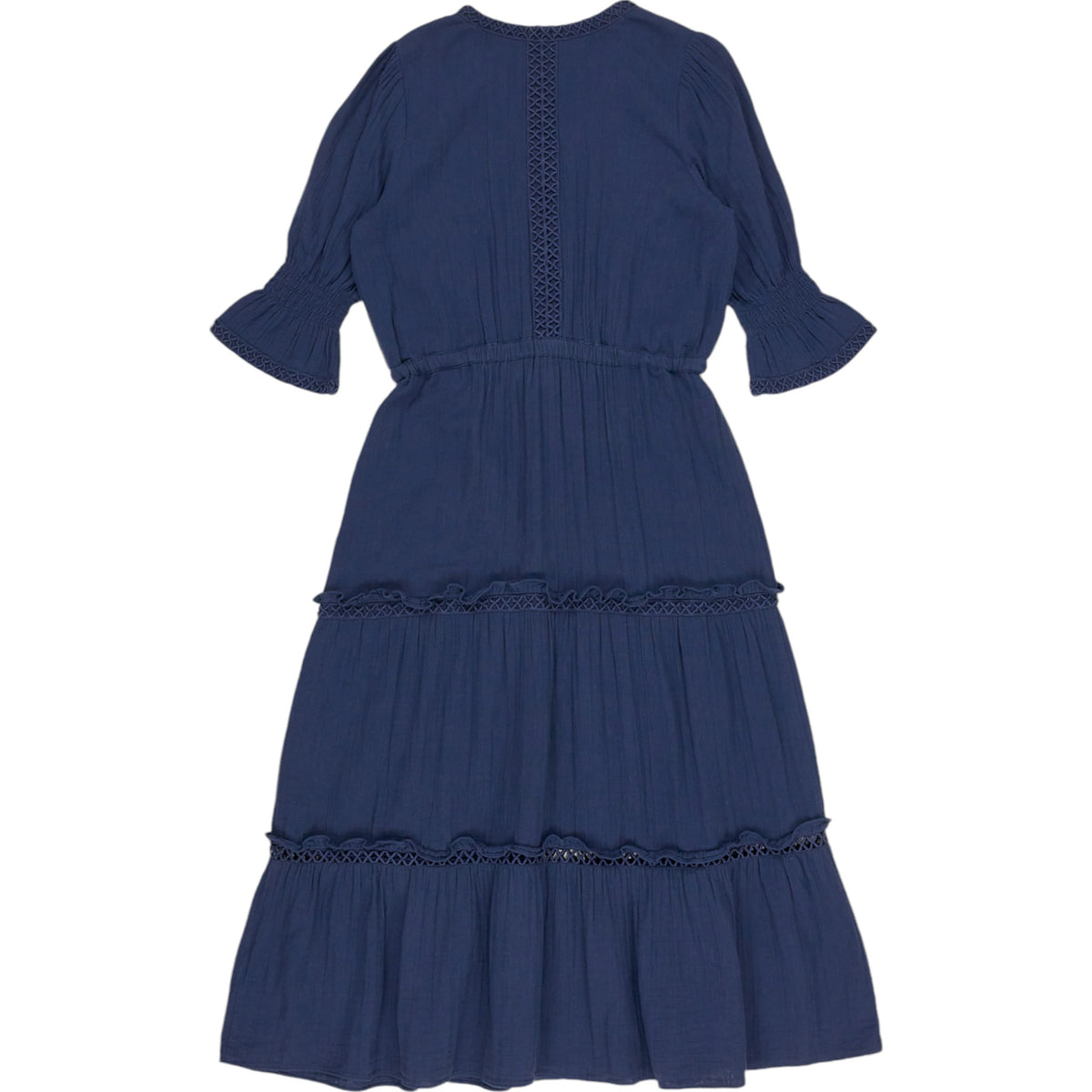 Wyse Navy Crinkle Midi Dress