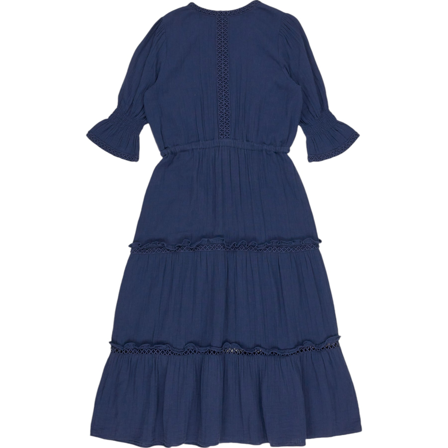 Wyse Navy Crinkle Midi Dress