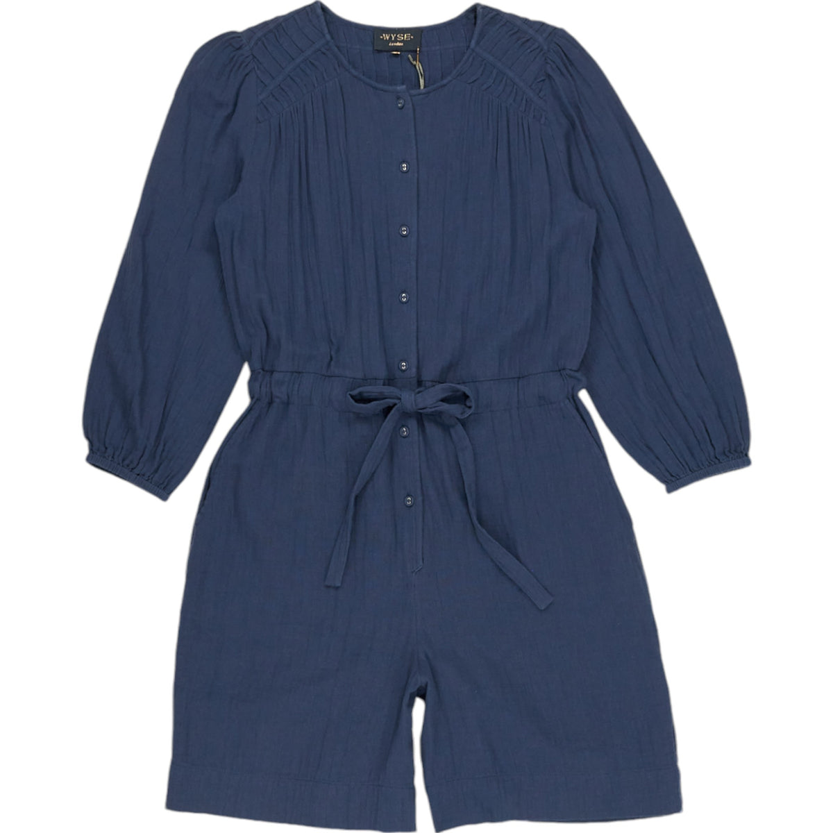 Wyse Navy Crinkle Poppy Playsuit