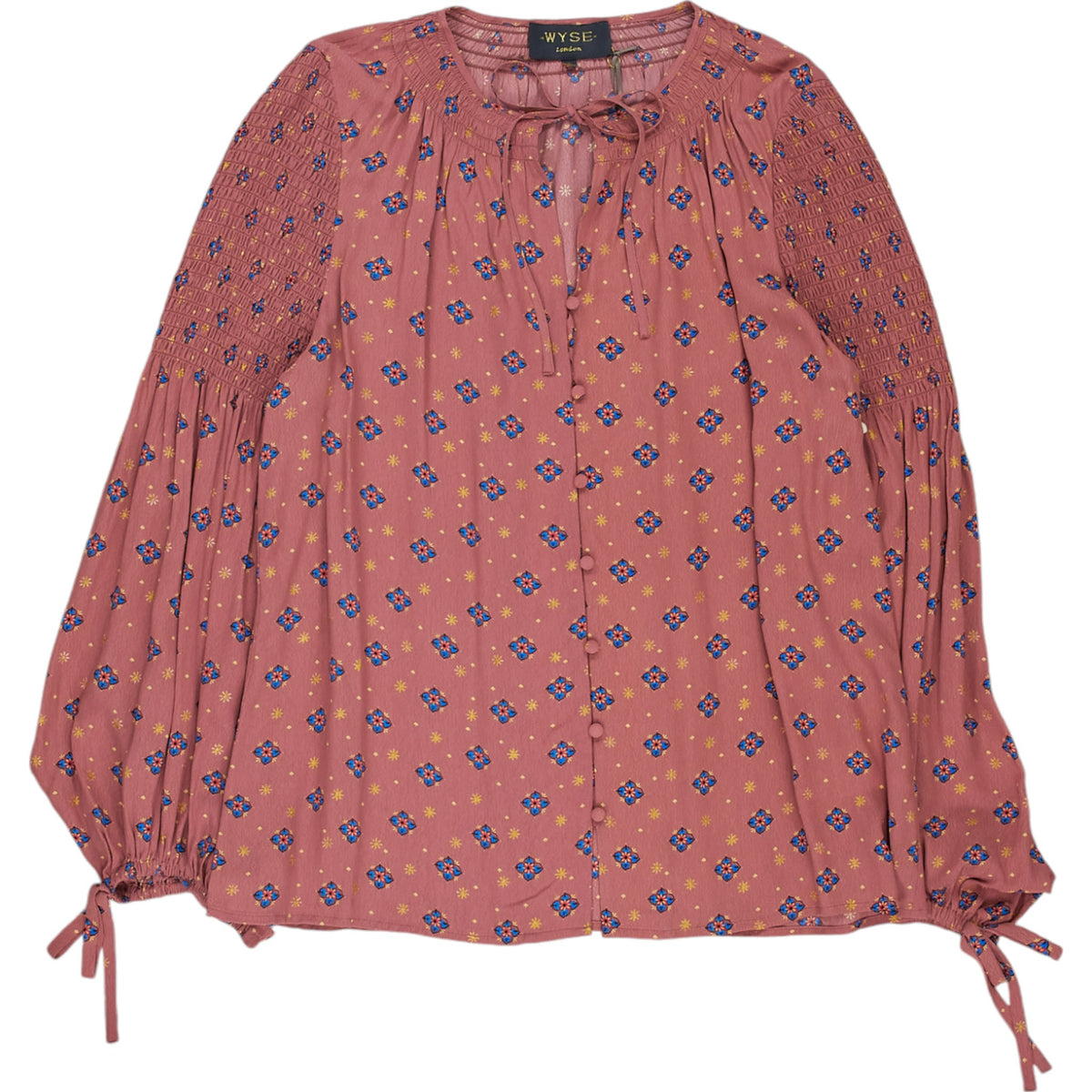 Wyse Pink Mini Geo Crepe Blouse