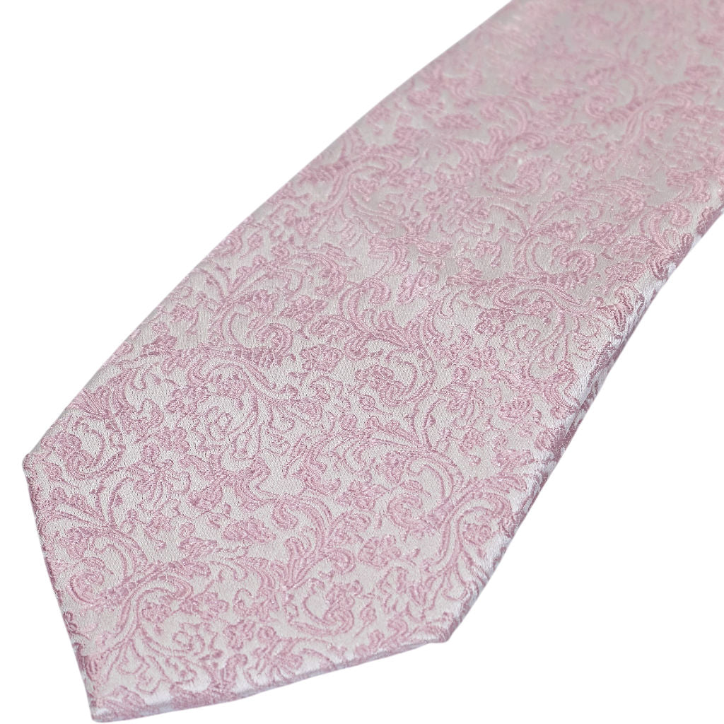 Moss Pink Patterned Pure Silk Tie