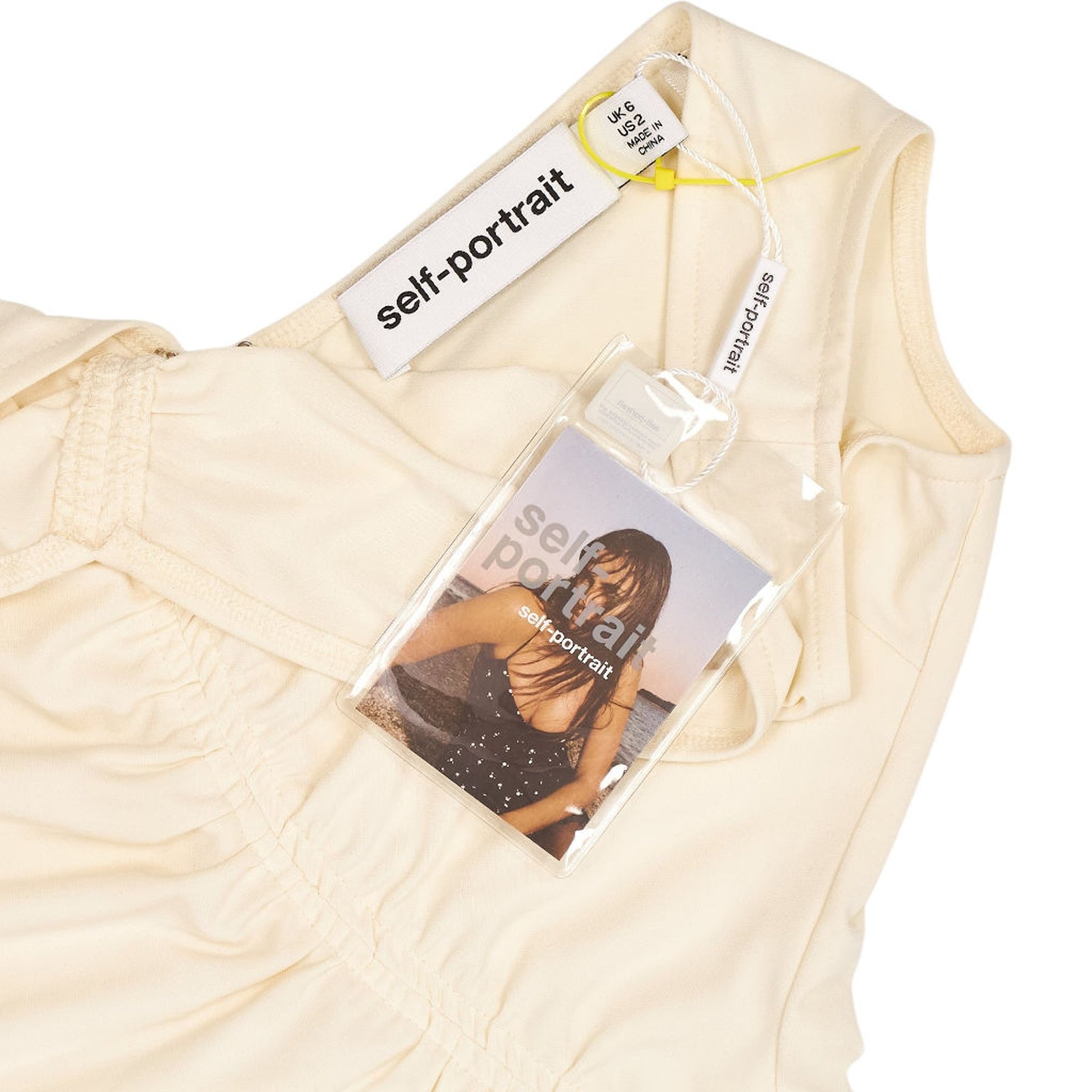 Self-Portrait Ivory Asymmetric Midi Dress