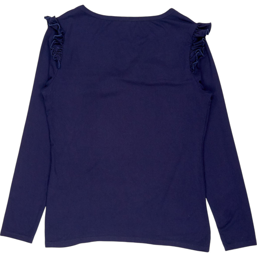 Baukjen Navy Ruffle Long Sleeve Top