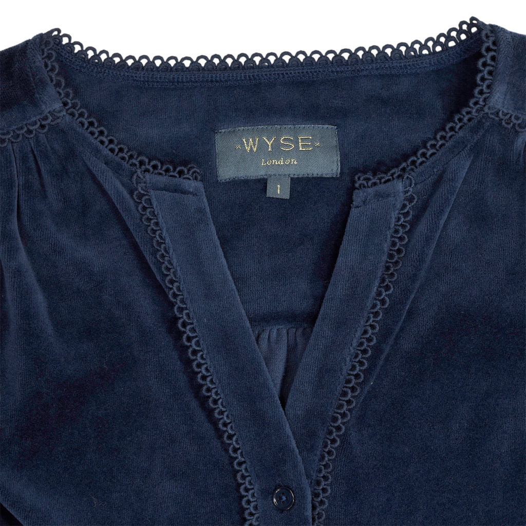 Wyse London Navy Button Top